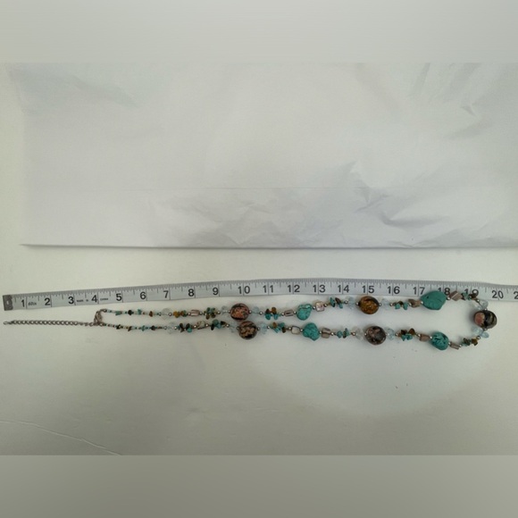Multicolor Stone/Beaded Necklace with faux turquoise and tiger eye - Picture 4 of 4